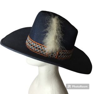 Vintage YA Men’s Blue Denim Southwest Aztec Cowboy Hat